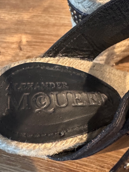 Alexander McQueen Black Studded Wedge Sandal - Picture 6 of 12